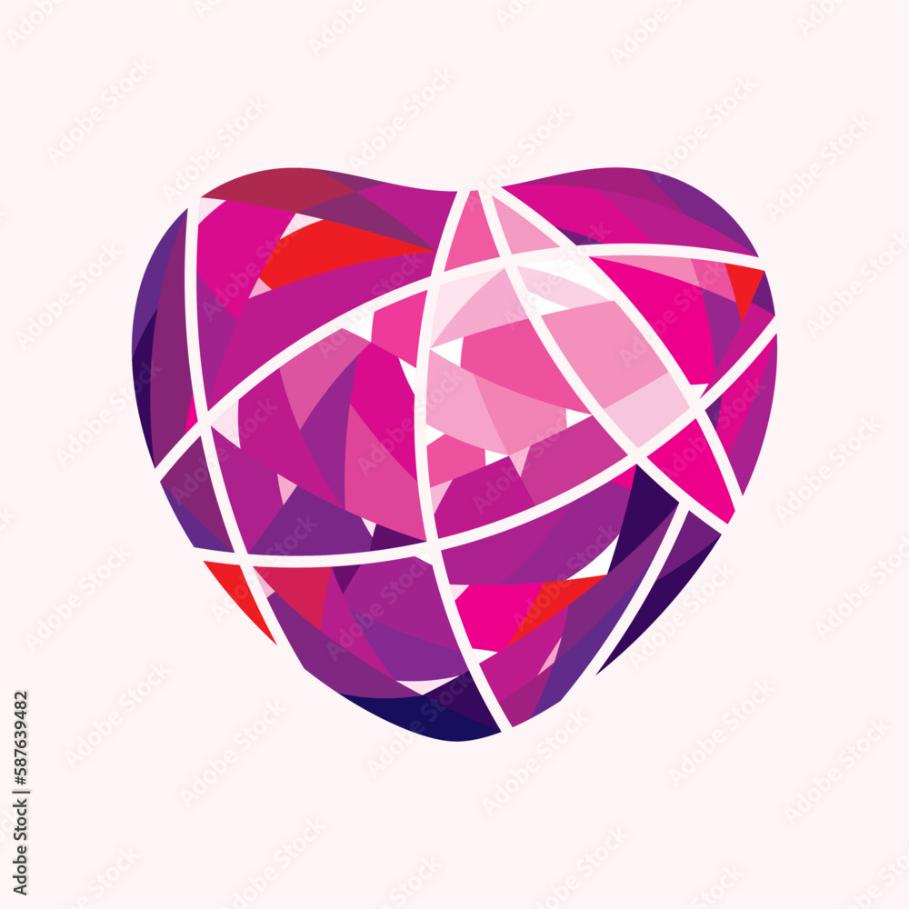 Pink Heart Diamond Crystal Vector Graphic Logo Pink Heart Diamond Crystal Vector Graphic Logo