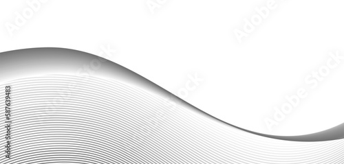 Grey wave lines on white background. Modern design element. Smooth gray wavy lines. Vector illustration