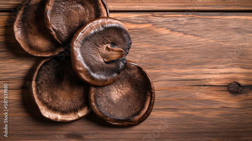 Sliced Portobello Mushrooms on a Wooden Table