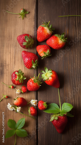Strawberries on  a Wooden Table