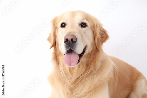 Capturing the Charm of the Loyal and Affectionate Golden Retriever on a White Background © ThePixelCraft