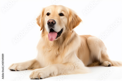 Capturing the Charm of the Loyal and Affectionate Golden Retriever on a White Background