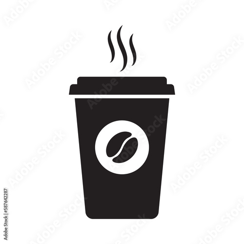 Hot coffee cup vector icon. Paper coffee cup icon isolated on white background.