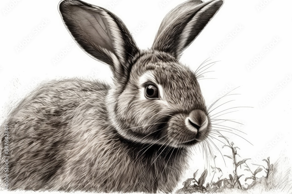 Fototapeta premium white rabbit on a black background