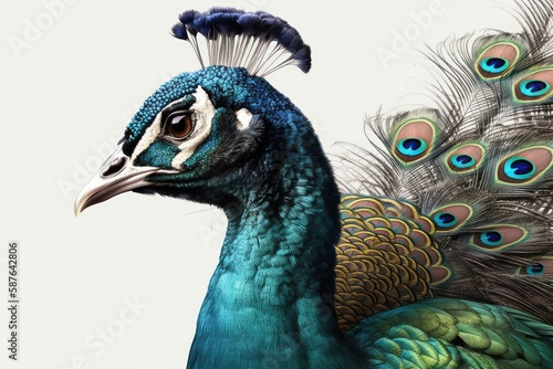 peacock with feathers