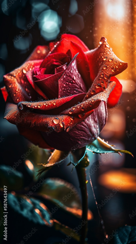 fresh red rose with drops of water on it fresh red rose with drops of water on it