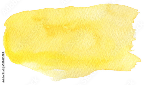 Abstract Watercolor Splash, Hand Drawn Stain, Real Yellow Stroke Illustration