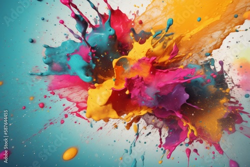 Colorful painting splash explosion. Generate Ai
