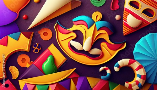 Happy Purim Carnival Background. Generative AI