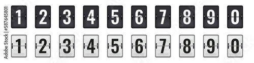 Flip clock number set. Countdown numbers flip counter set. Retro style flip clock. photo