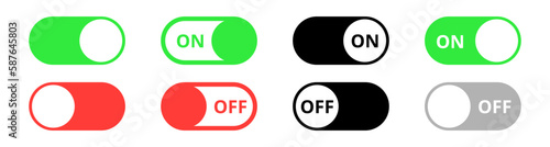 Toggle switch buttons. On and Off toggle switch buttons. Switch toggle buttons ON OFF.
