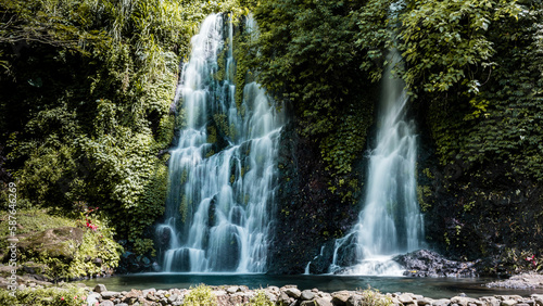 Beautiful wild waterfalls  Jagir Waterfall  in the jungle on the slopes of Kawah Ijen volcano  Java  Indonesia