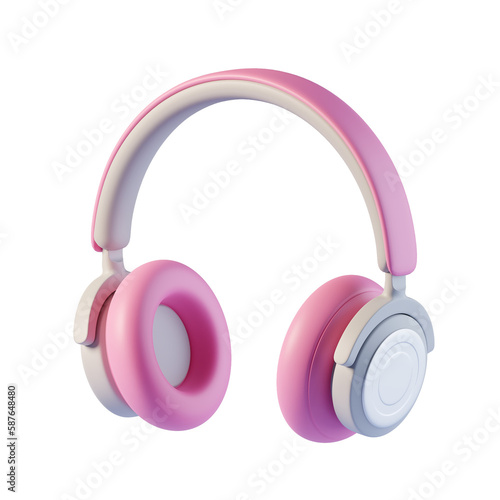 3D cute pink headphones 