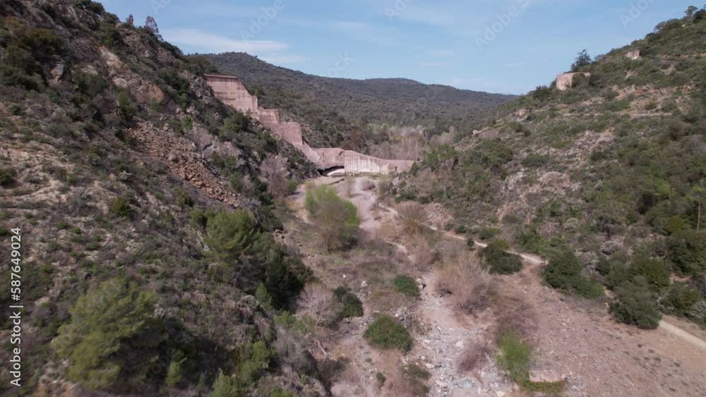 Remains of the Malpasset dam seen filmed from a drone Remains of the Malpasset dam seen filmed from a drone