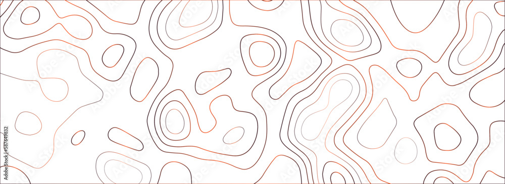 Topographic map background concept. Vector abstract illustration. Geography concept. The stylized height of the topographic map contour in colorful lines and contours on gray background.