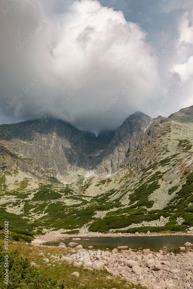Beautiful  landscape of High Tatras with Lomnicky Peak (Lomnicky stit ) and Kezmarsky Peak, Slovakia