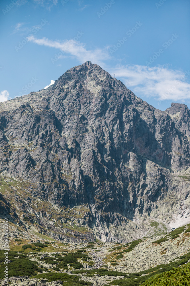 Rocky south face of Lomnicky Peak (Lomnicky stit ) in High Tatras, Slovakia