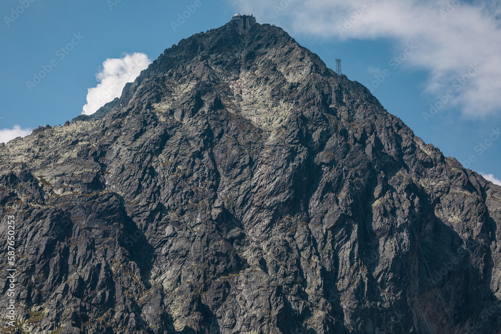 Rocky south face of Lomnicky Peak (Lomnicky stit ) in High Tatras, Slovakia