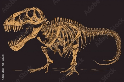 dinosaur skeleton with an elongated neck. Generative AI © AkuAku