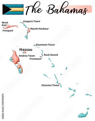 Bahamas, Fläche und Flagge