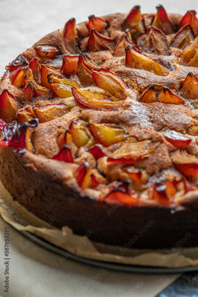 Plum sponge cake, gluten-free, with maple syrup and coconut blossom sugar
Plum sponge cake, gluten-free, with maple syrup and coconut blossom sugar