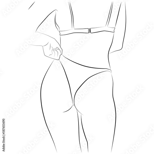 Girl. Drawing one line of the female body. Female figure Creative modern abstract line drawing. The beauty of the fashion of the female body.
