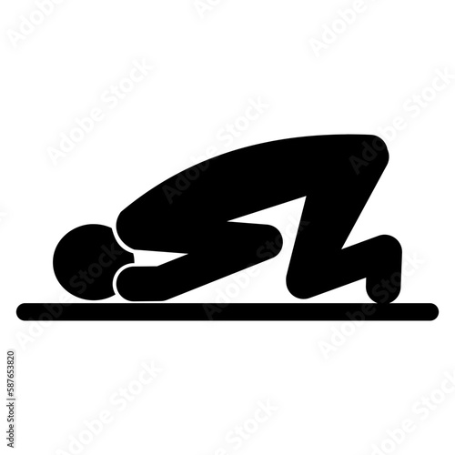 muslim prostration in prayer icon