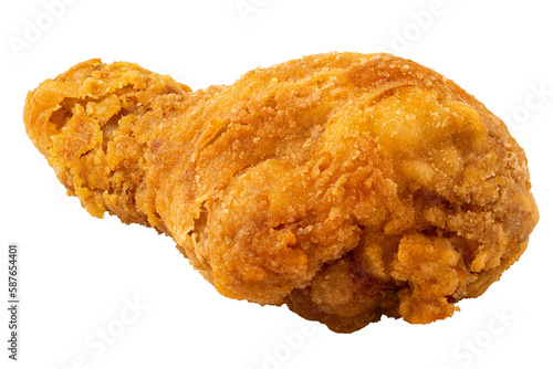 Crispy fried chicken drumstick isolated.