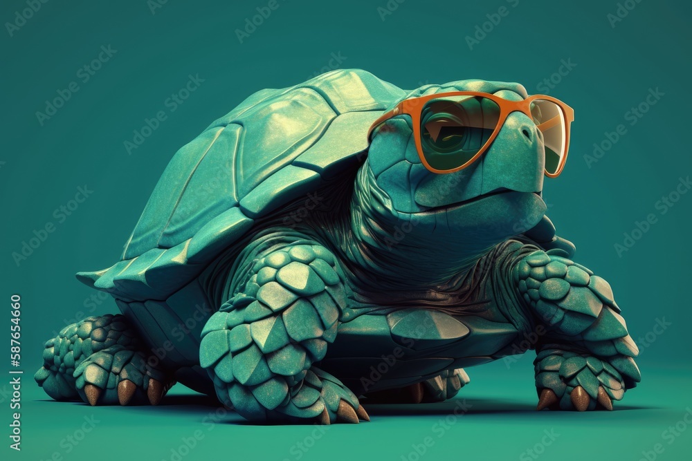 Turtle Wearing Sunglasses On A Solid Color Background Vector Art