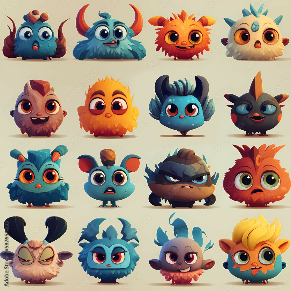 Cute Cartoon Monsters Seamless Pattern Cute Cartoon Monsters Seamless Pattern