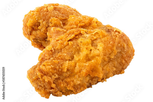 Crispy fried chicken wing isolated.