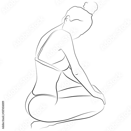 Girl. Drawing one line of the female body. Female figure Creative modern abstract line drawing. The beauty of the fashion of the female body.