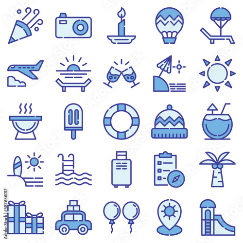 Holiday icon set (blue color). The collection includes web design, application design, UI design.