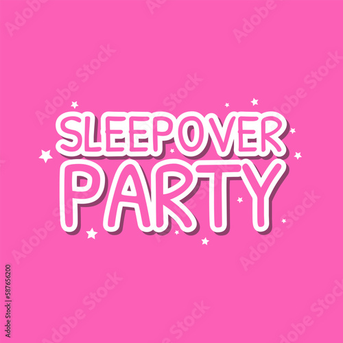 Sleepover Party Girls Fashion Icon Text Banner Design Vector