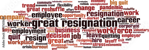 Great resignation word cloud concept. Collage made of words about great resignation. Vector illustration 