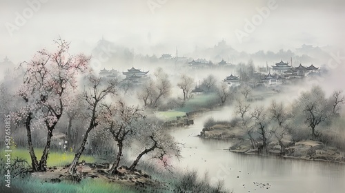 Japanese lanscape watercolor