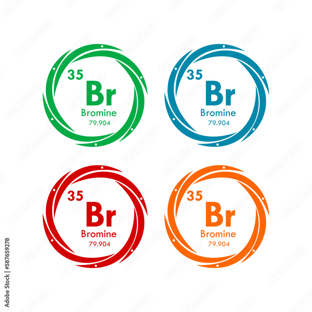 bromine icon set. vector template illustration  for web design - obrazy, fototapety, plakaty 