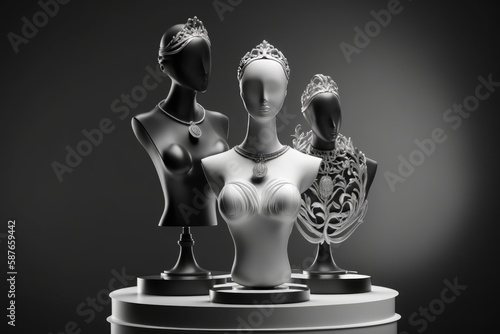 Set of female mannequins with jewelry photo