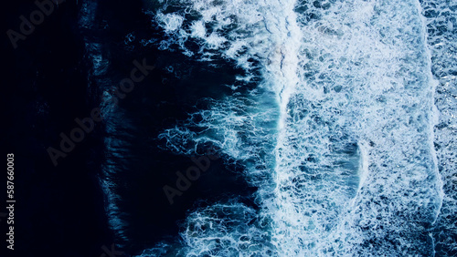 Wallpaper Mural Top view dark blue sea water wave Big wave in black sea Top-down form aerial view Drone high quality camera. Torontodigital.ca