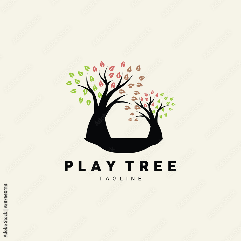 Obraz premium Tree Logo Design, Playground Vector, Education Tree Icon