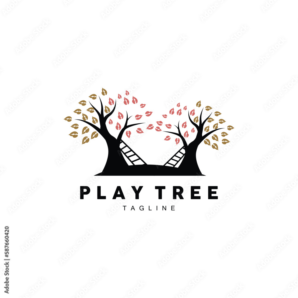 Fototapeta premium Tree Logo Design, Playground Vector, Education Tree Icon