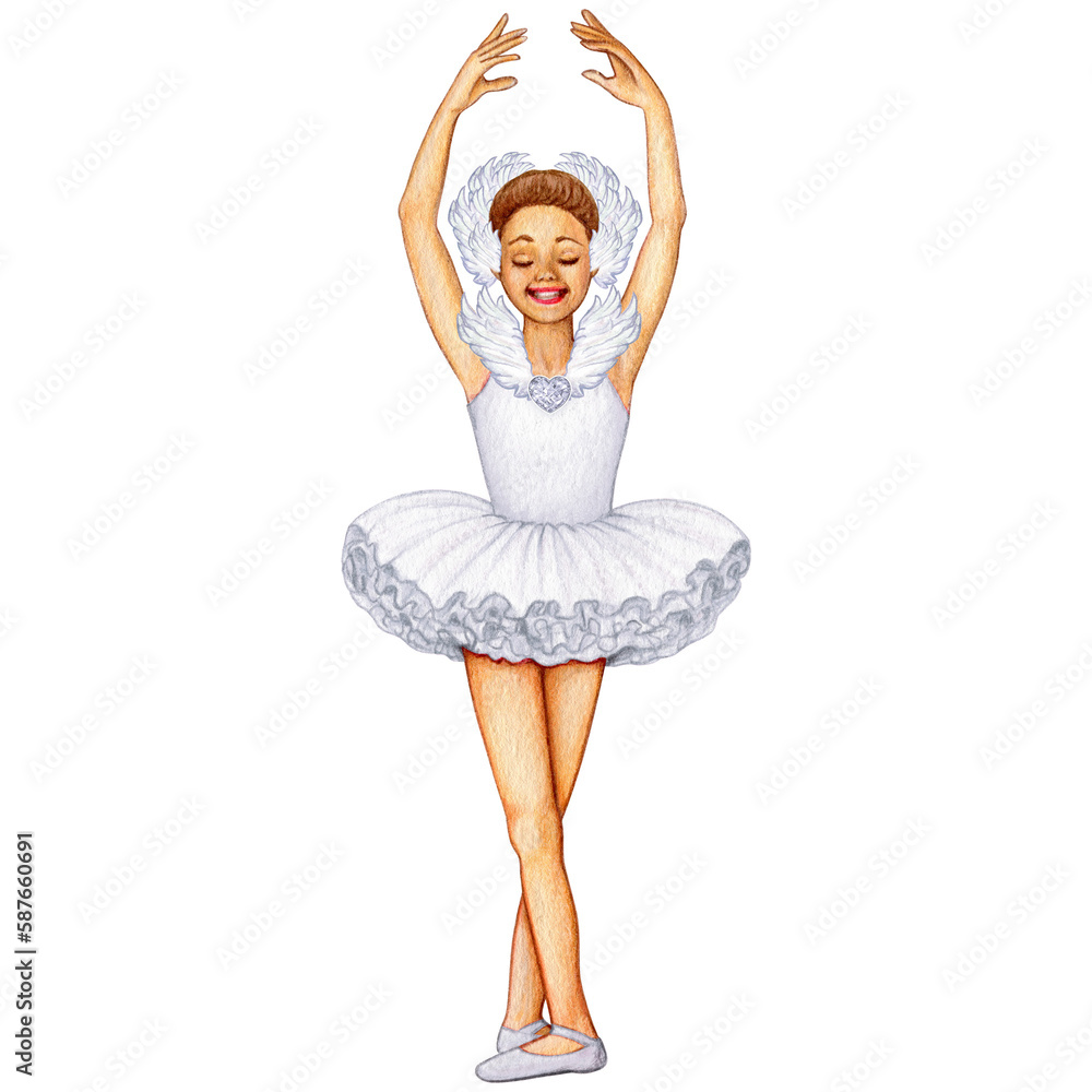 watercolor cute ballerina girl elegant pose watercolor cute ballerina girl elegant pose