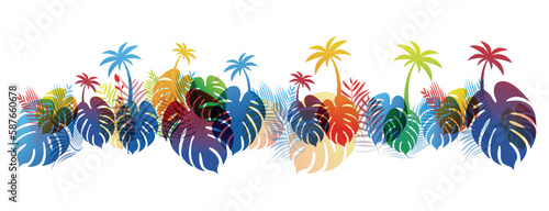 sfondo, piante, vegetazione tropicale lussureggiante,
