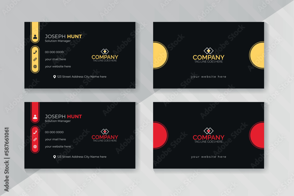 Modern business card print template, personal visiting card with a company card, vector illustration, stationery design