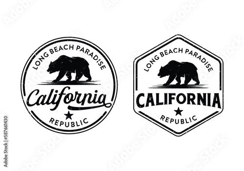 California bear republic logo classic vintage badge design