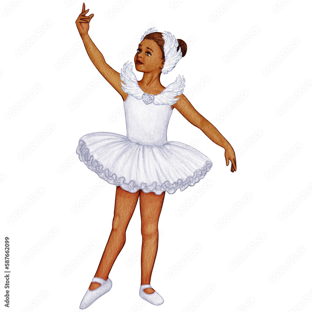 Naklejka premium watercolor cute ballerina girl elegant pose