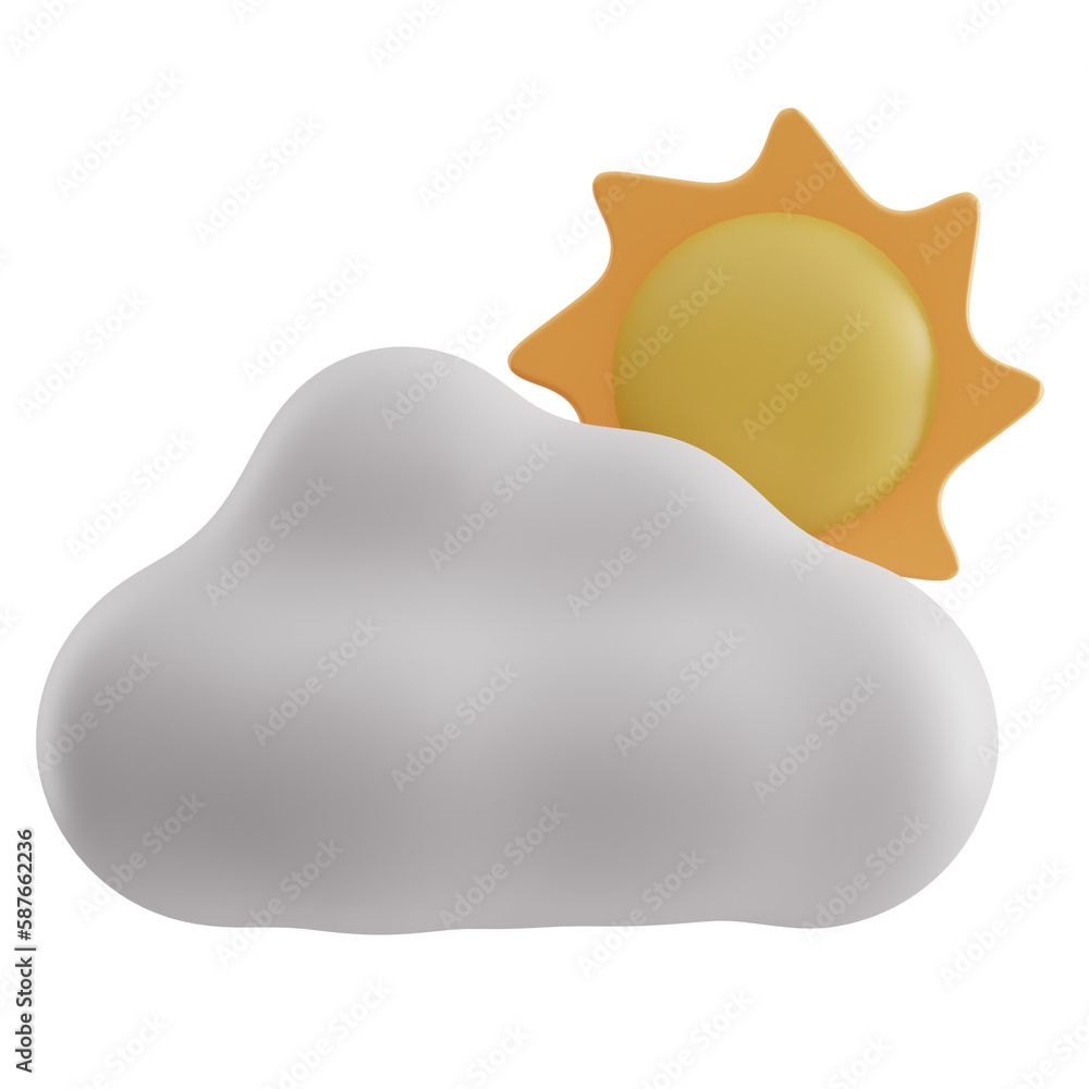 Cloud and sun Spring 3D Illustration Cloud and sun Spring 3D Illustration