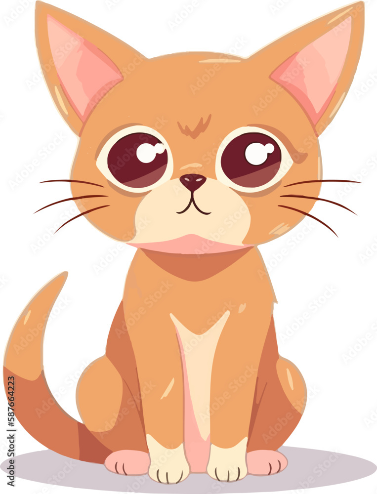 Abyssinian cat in kawaii style isolated on white background. vector illustration Abyssinian cat in kawaii style isolated on white background. vector illustration