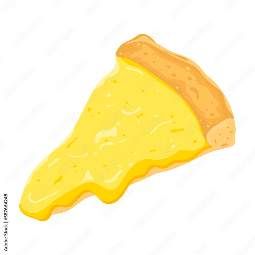 Four Cheese Pizza. Vector vegetarian pizza slice. Fast food illustration on white background. Four Cheese Pizza. Vector vegetarian pizza slice. Fast food illustration on white background.