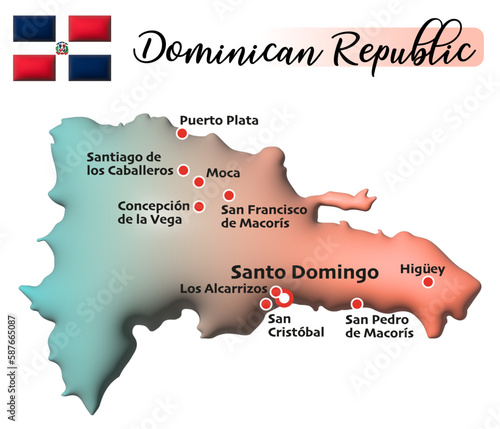 Dominikanische Republik, Fläche und Flagge photo